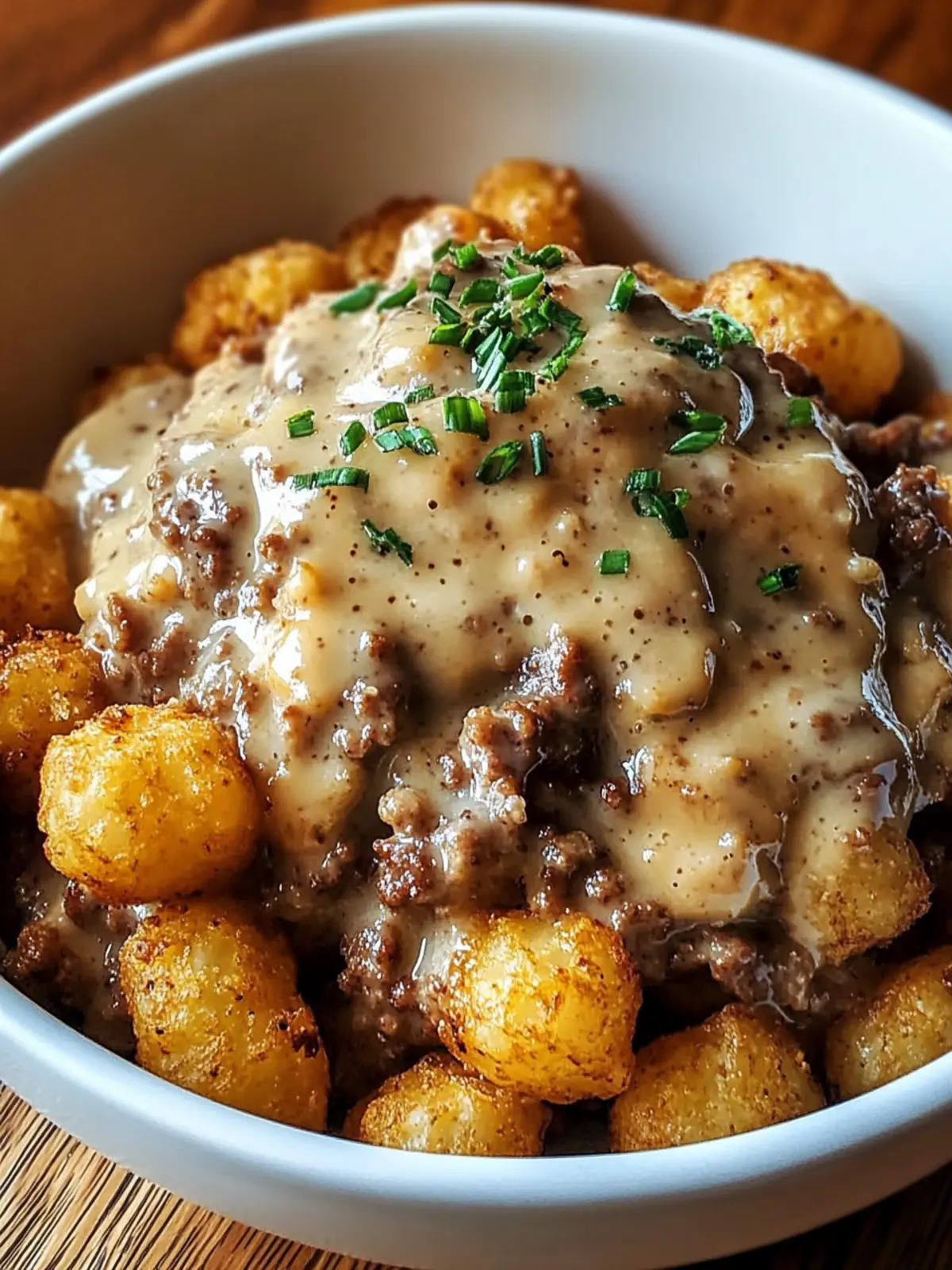 Tater Tot Breakfast Bowl with Sausage Gravy