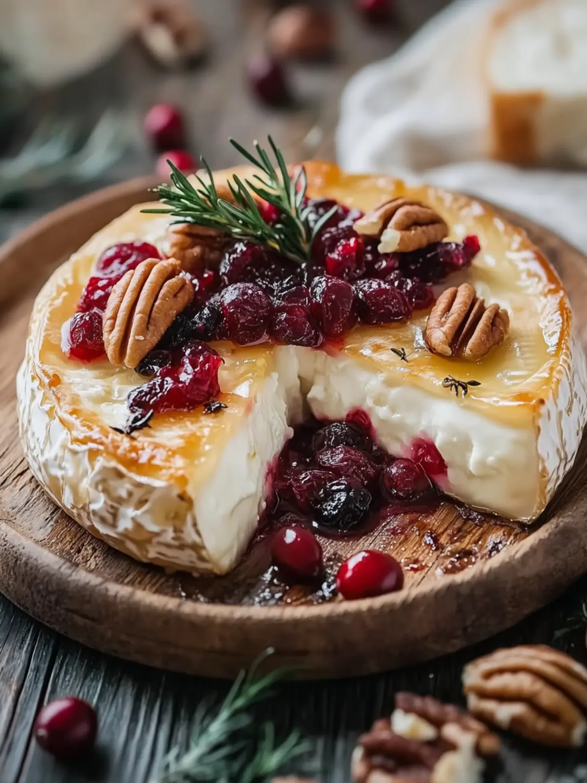 baked brie with cranberries and pecans