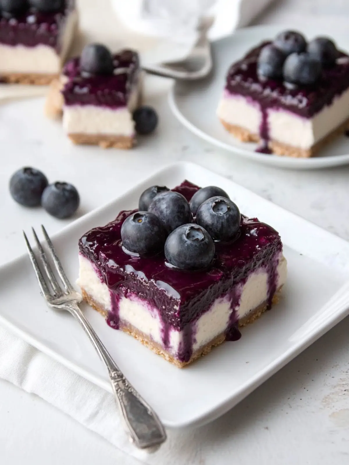 Keto No-Bake Blueberry Cheesecake Bars