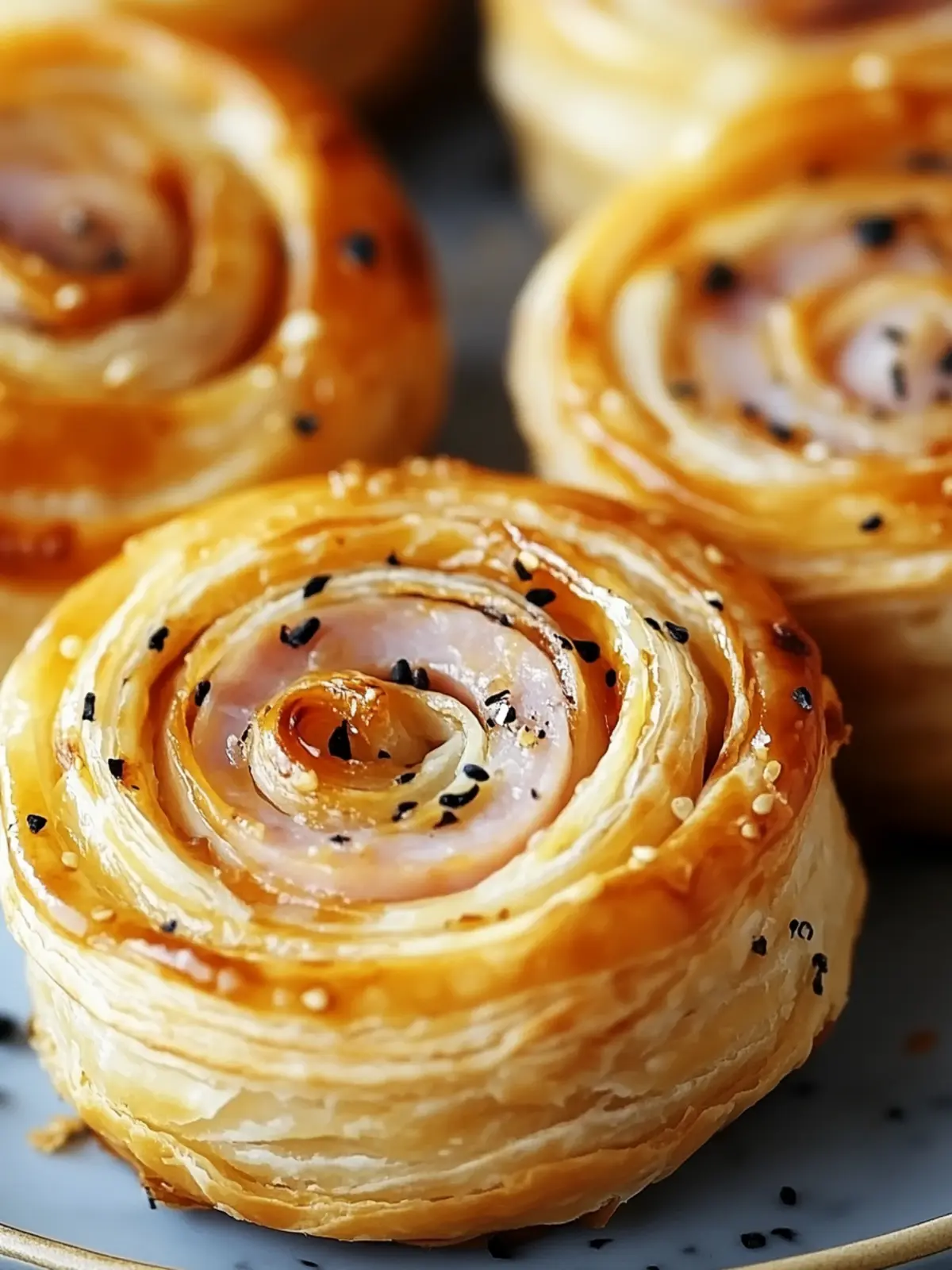 Ham and Cheese Puff Pastry Pinwheels