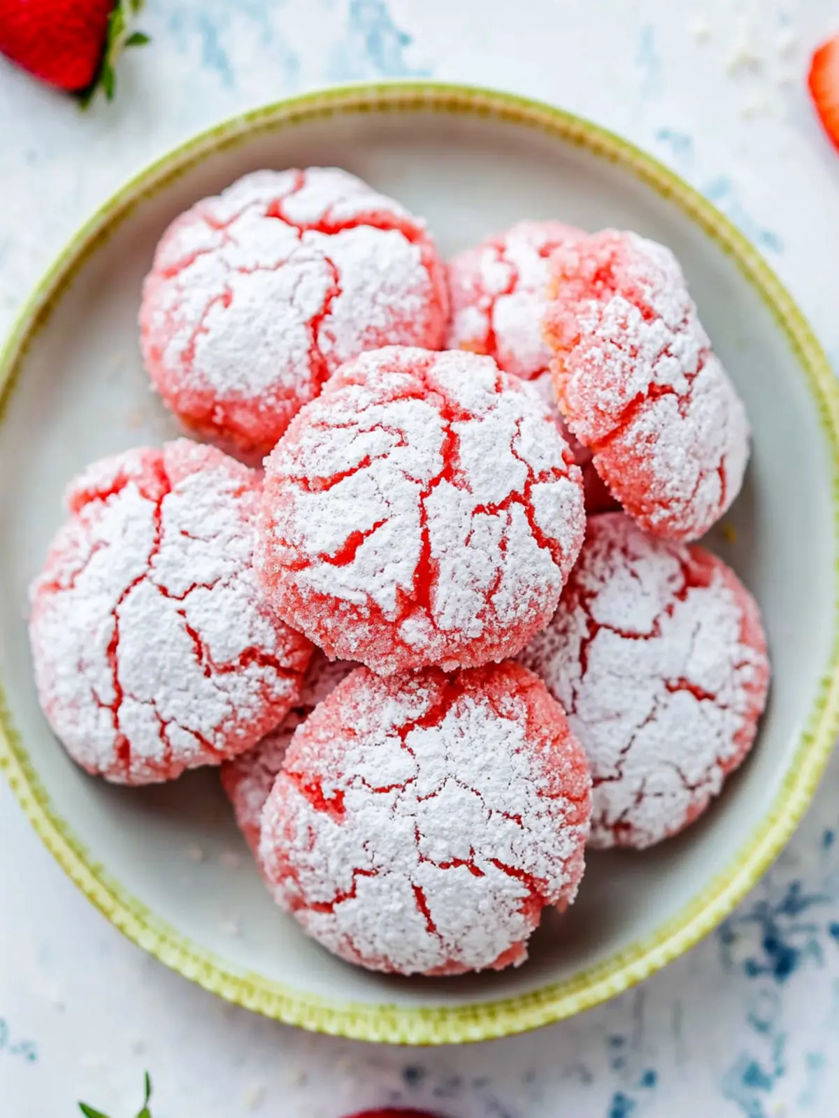 Strawberry Crinkle Cookies