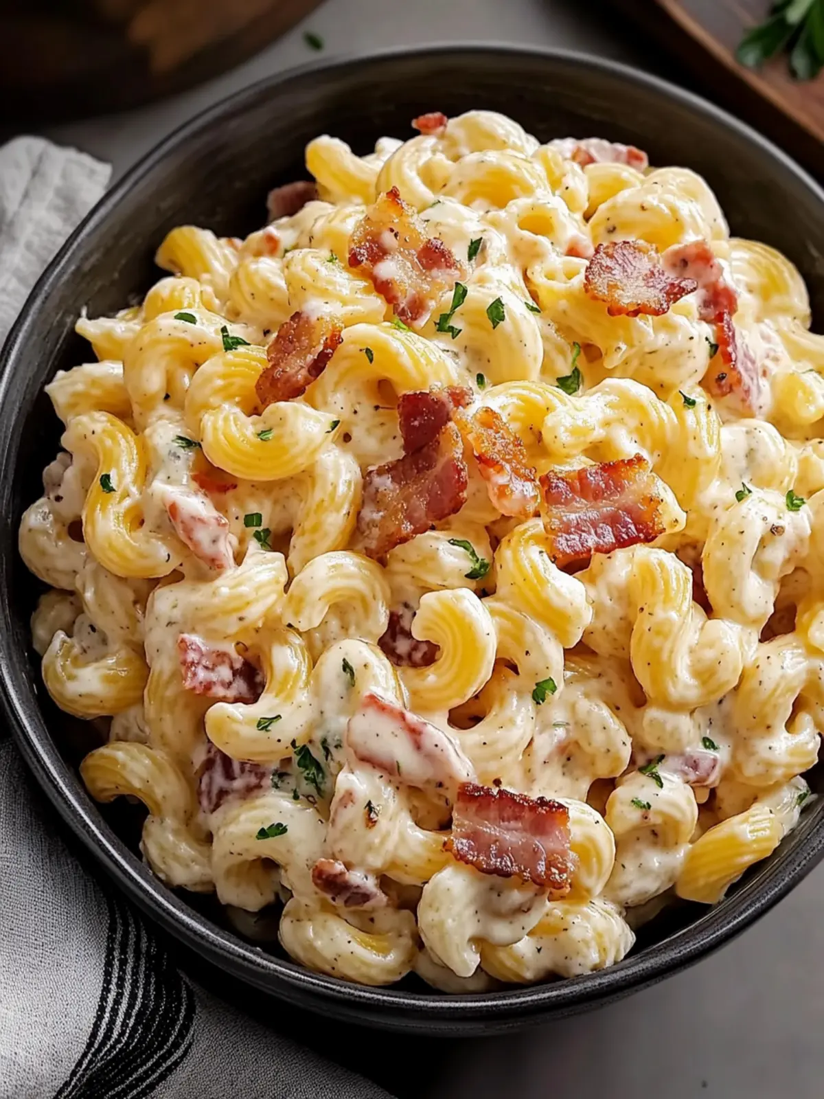 Creamy Bacon Cheddar Ranch Pasta Salad