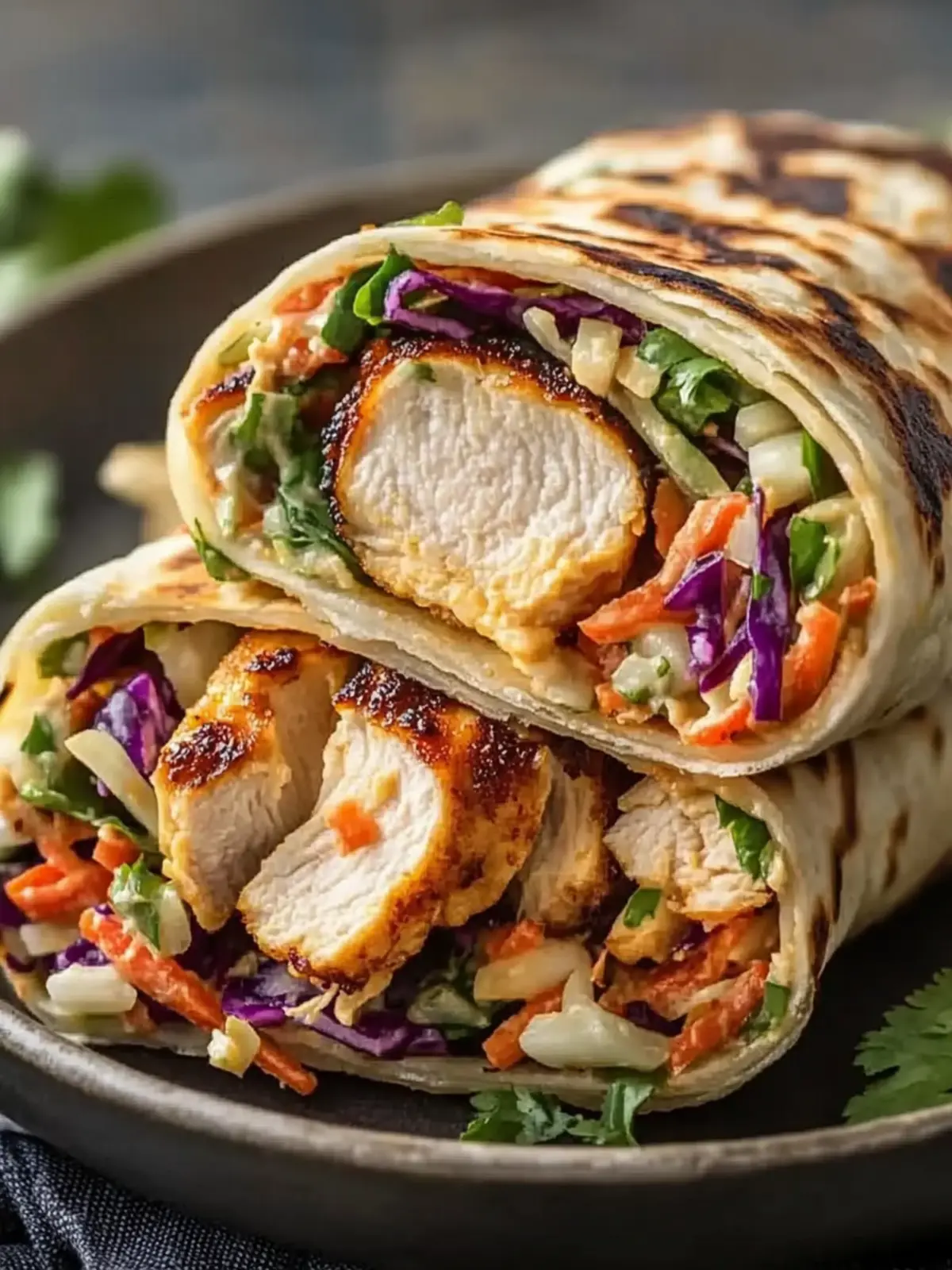 Thai Chicken Wrap with Crunchy Asian Slaw