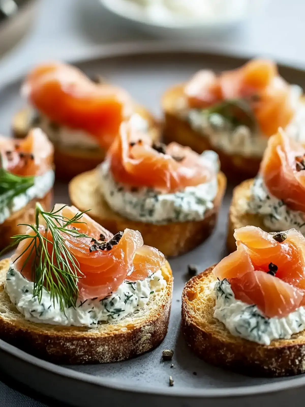 Smoked Salmon Crostini with Dill Cream Cheese