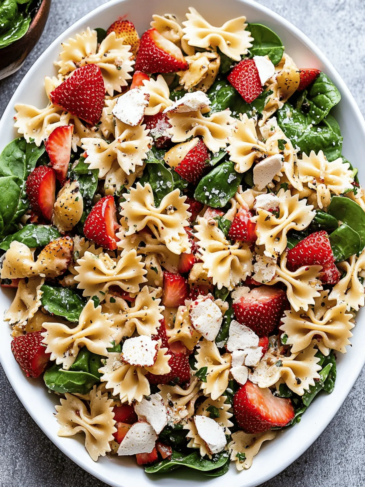 Spinach & Strawberry Bowtie Pasta Salad