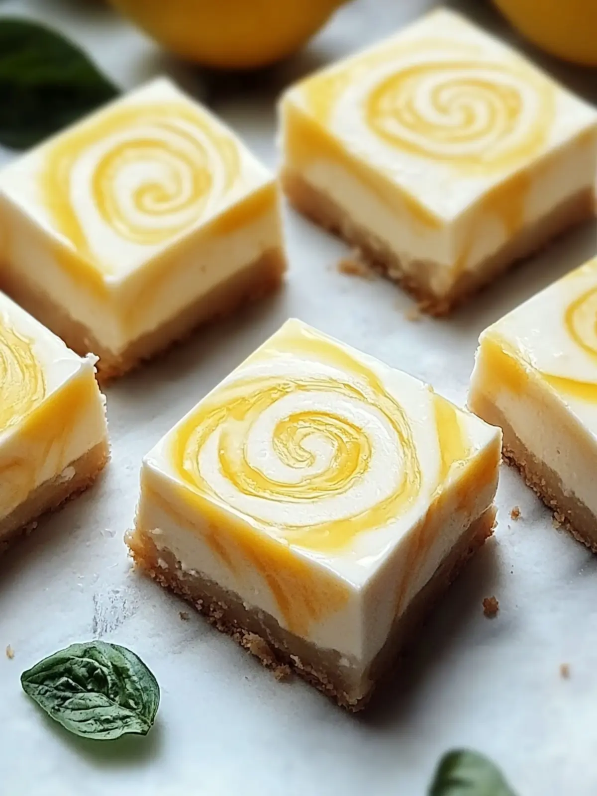 Elegant Lemon Marbled Cheesecake Bars