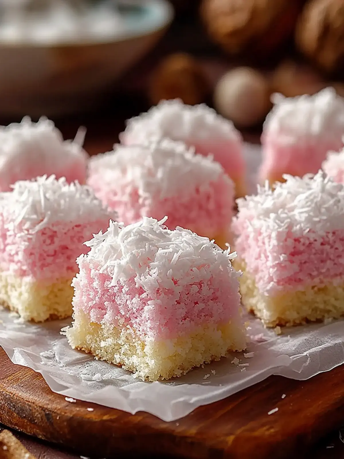 Pink Coconut Snowball Cake Bars