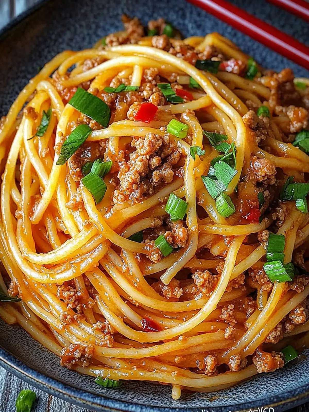 Asian-Style Ground Beef Spaghetti
