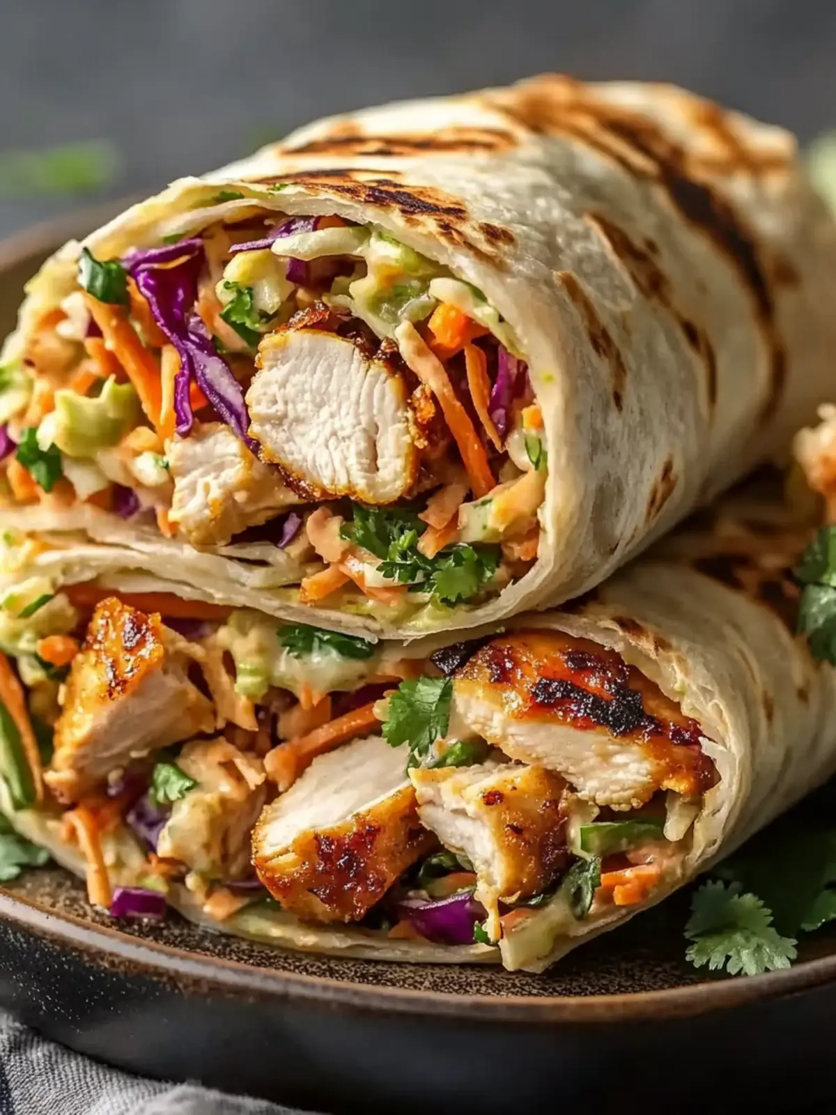 Thai Chicken Wrap with Crunchy Asian Slaw