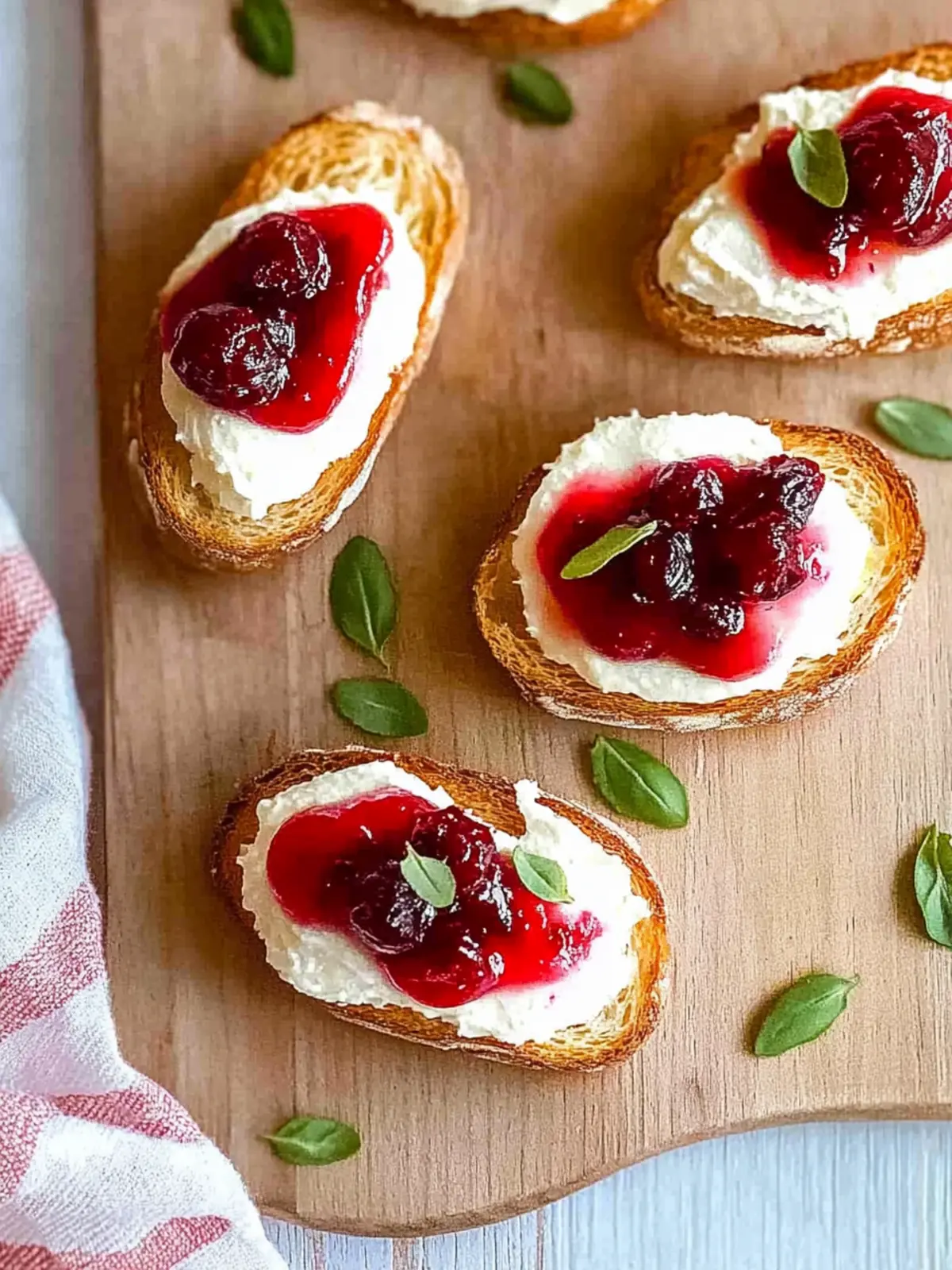 Christmas Cranberry Cream Cheese Crostini