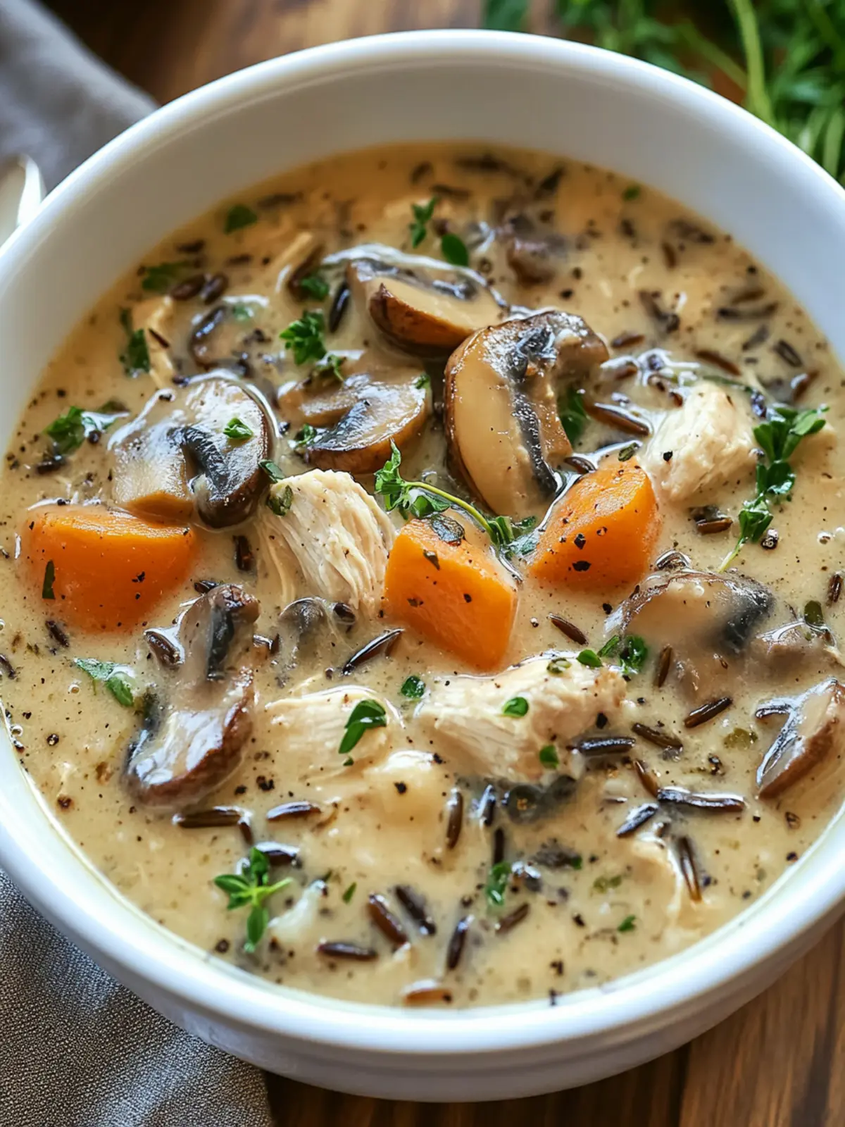 Creamy Mushroom Chicken and Wild Rice Soup