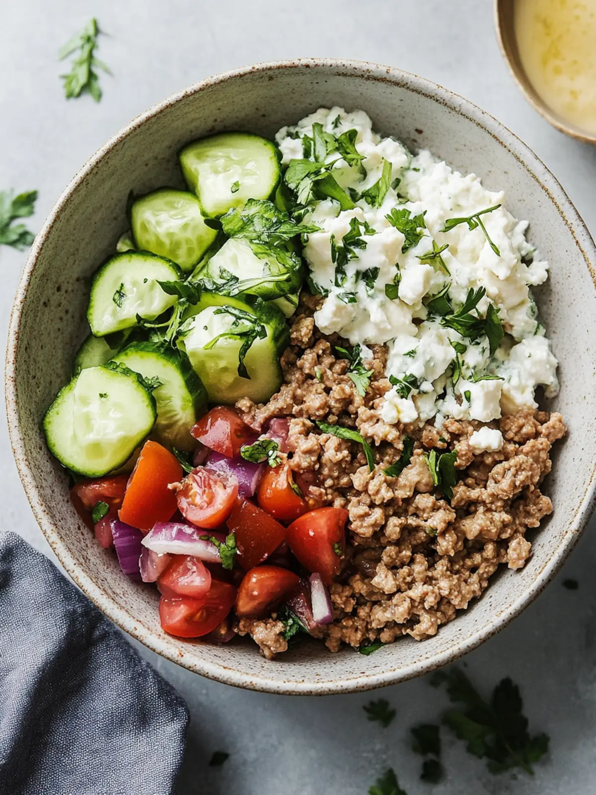 Healthy Greek Ground Chicken Bowls