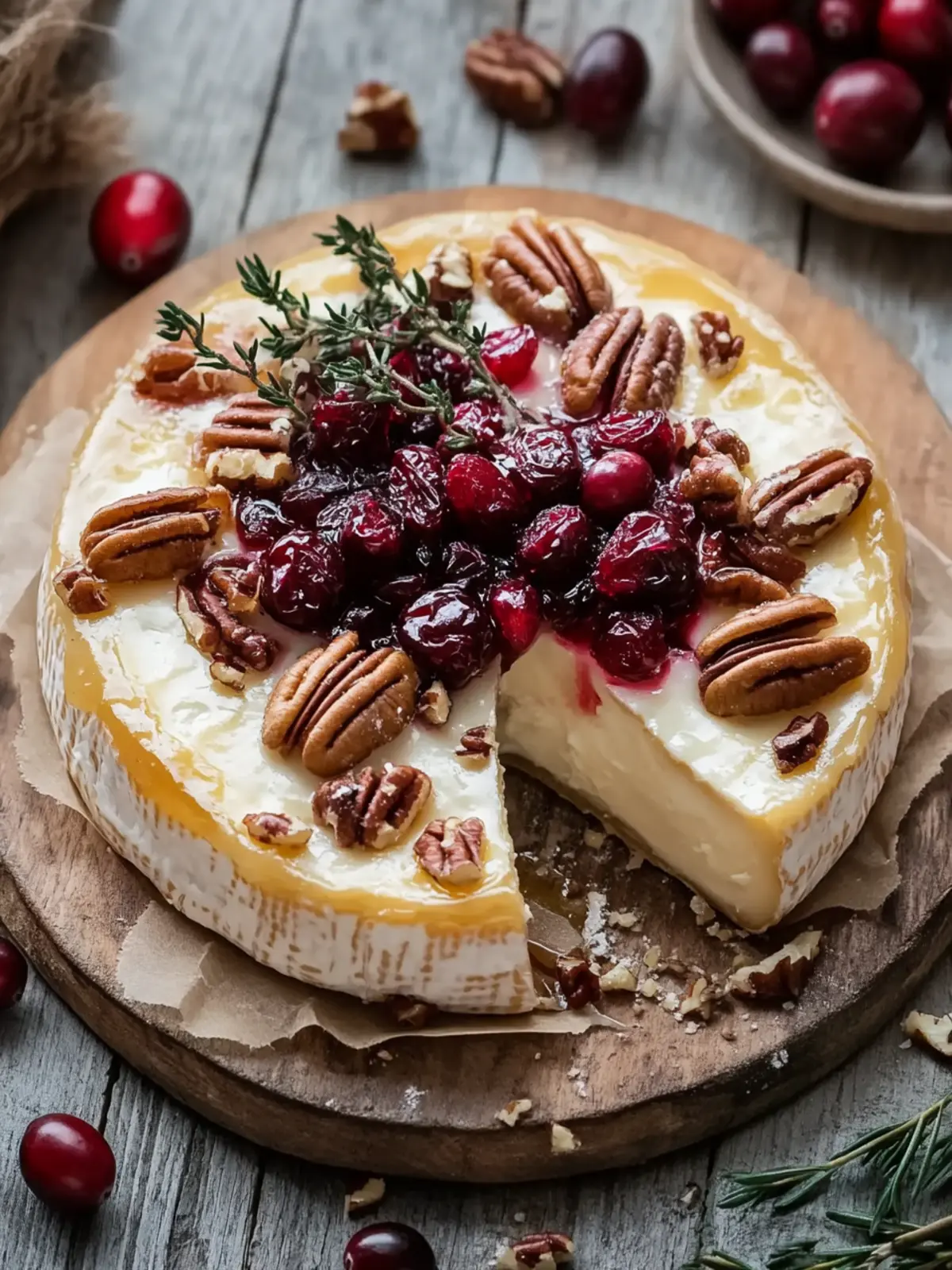 baked brie with cranberries and pecans