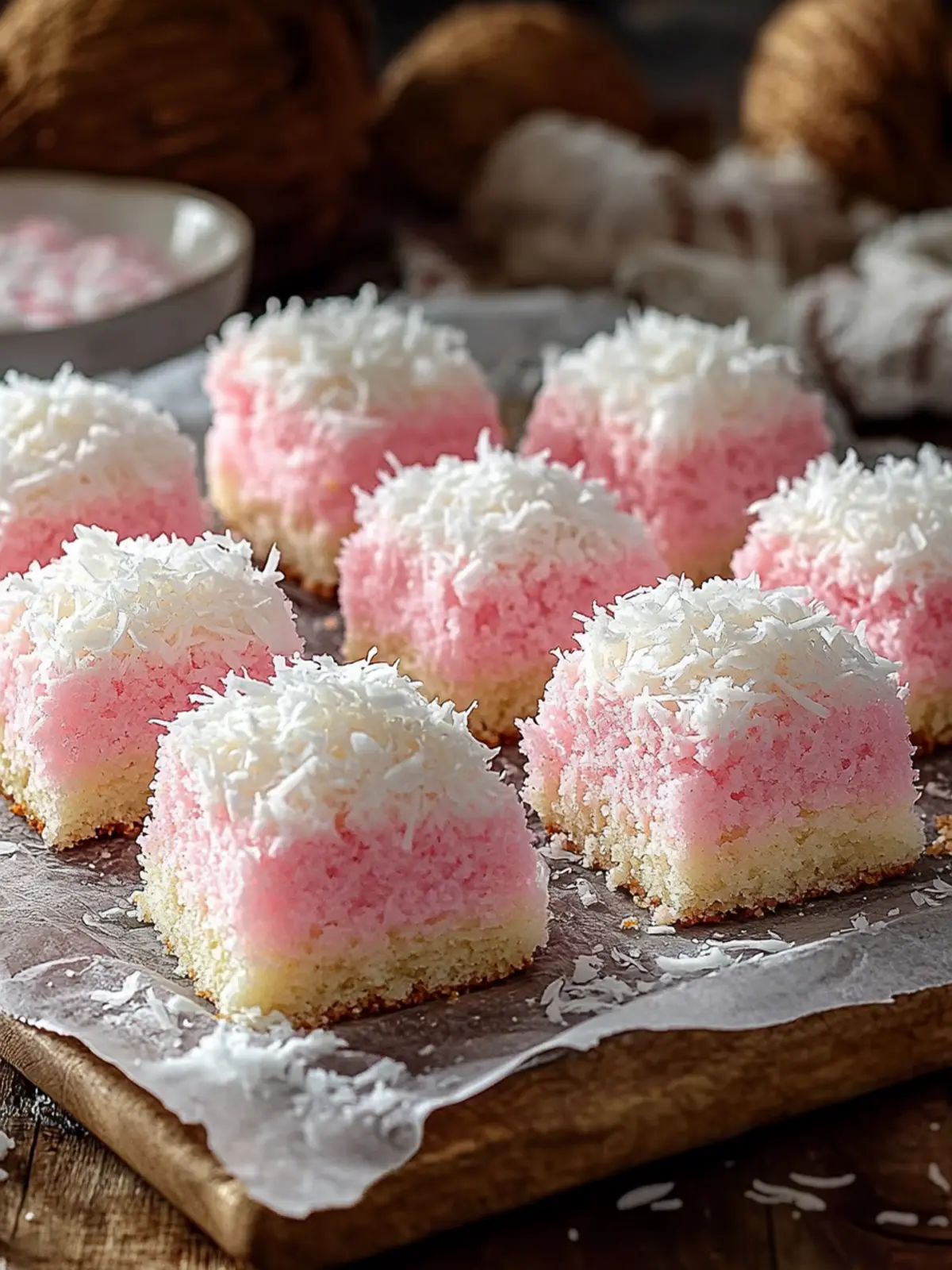 Pink Coconut Snowball Cake Bars