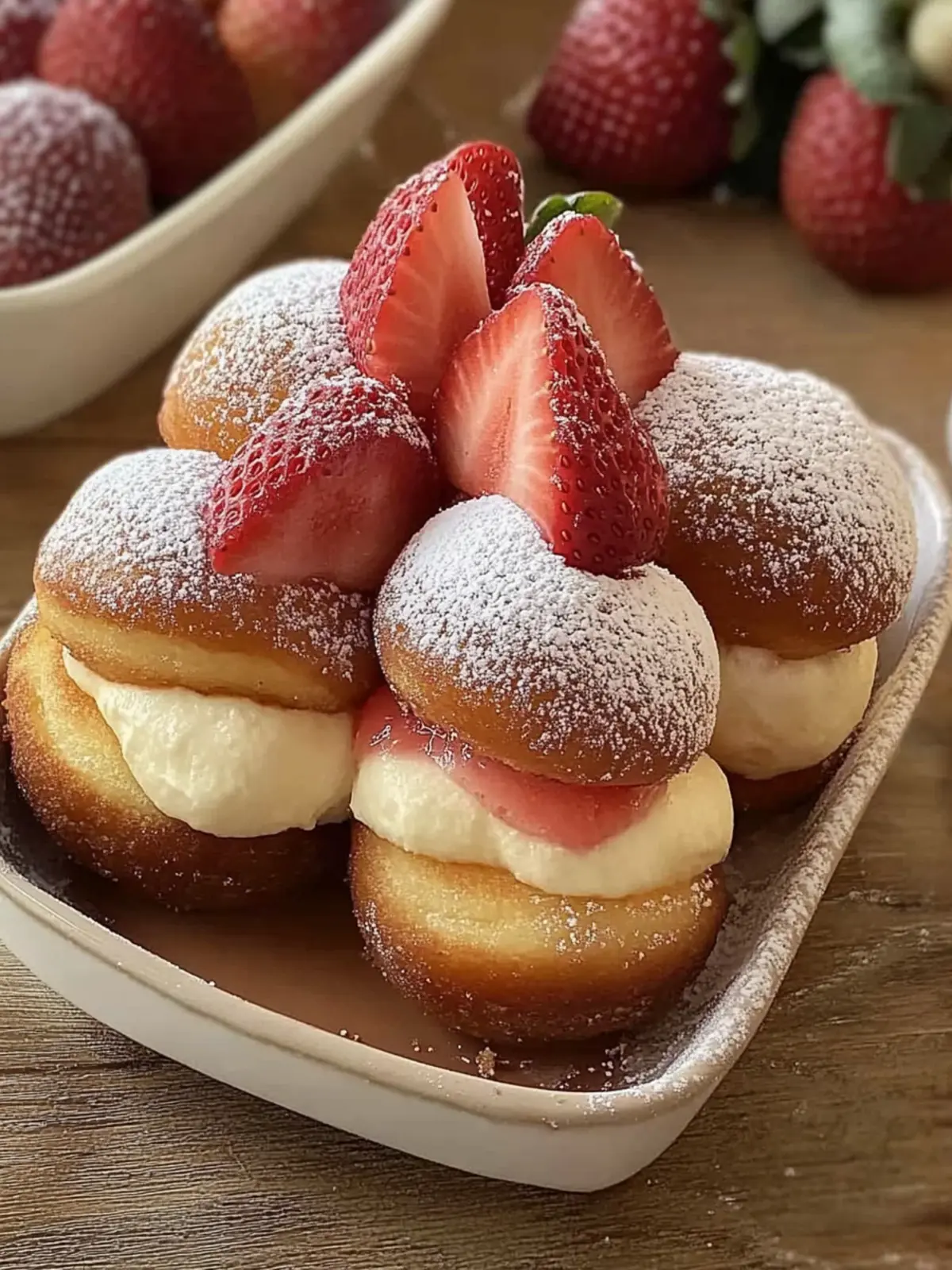 Easy strawberry cheesecake stuffed donuts