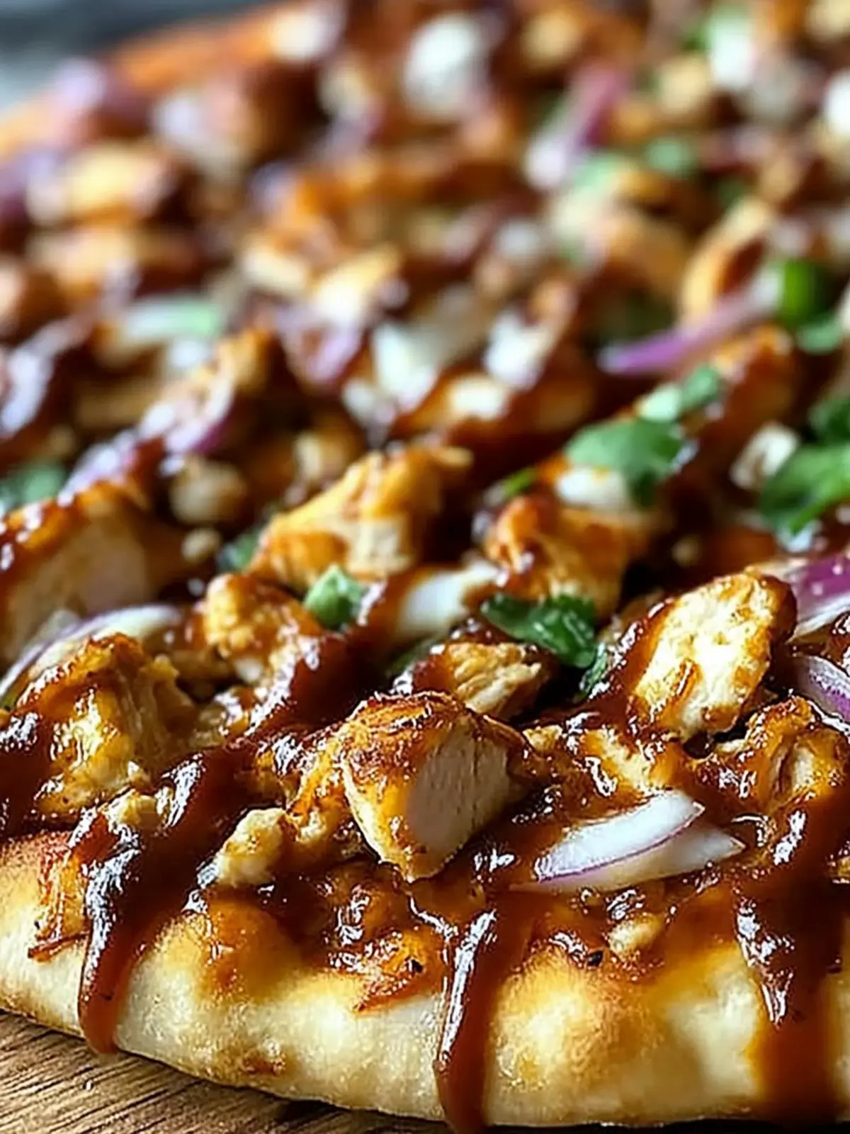 BBQ Chicken Pizza with Caramelized Onions and Fresh Cilantro