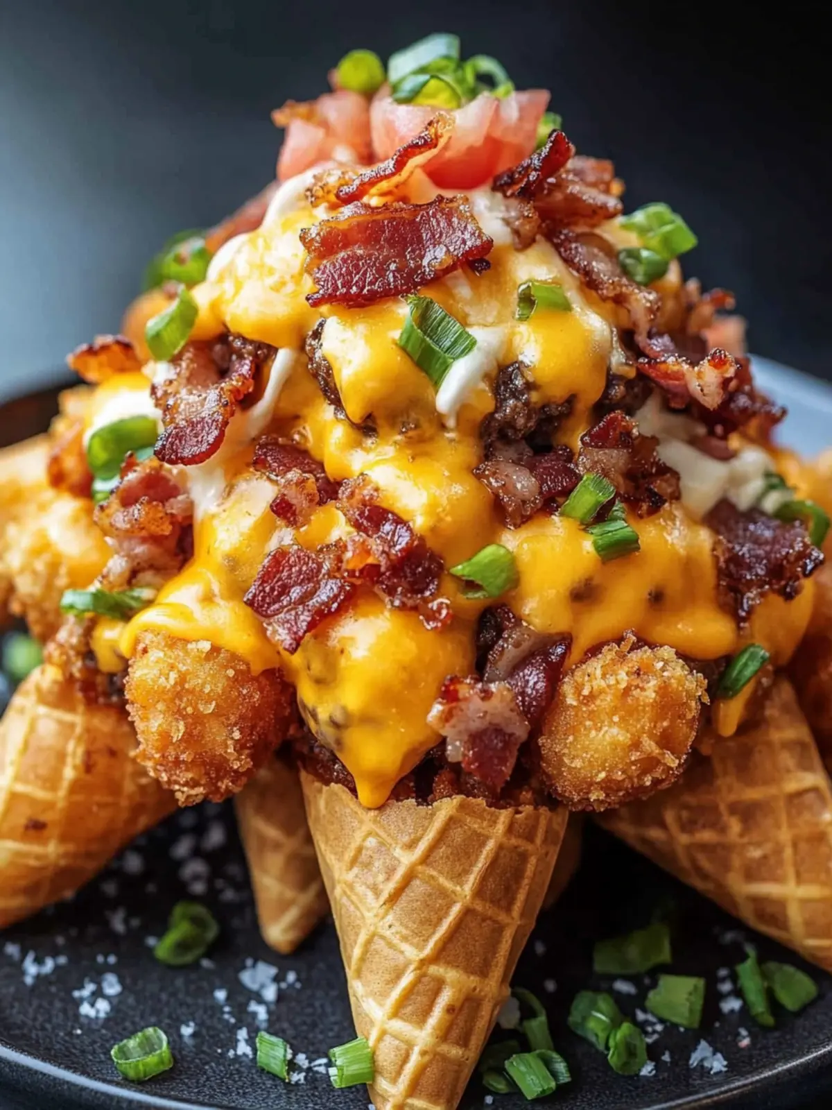 Bacon Cheeseburger Tater Tot Cones