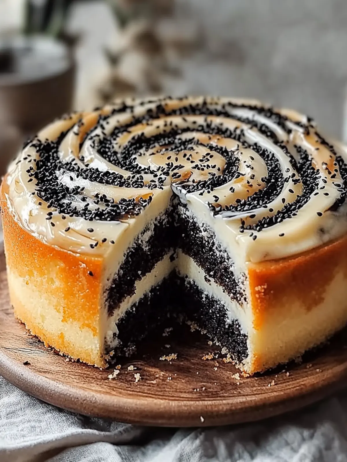 Black Sesame Vanilla Swirl Cake