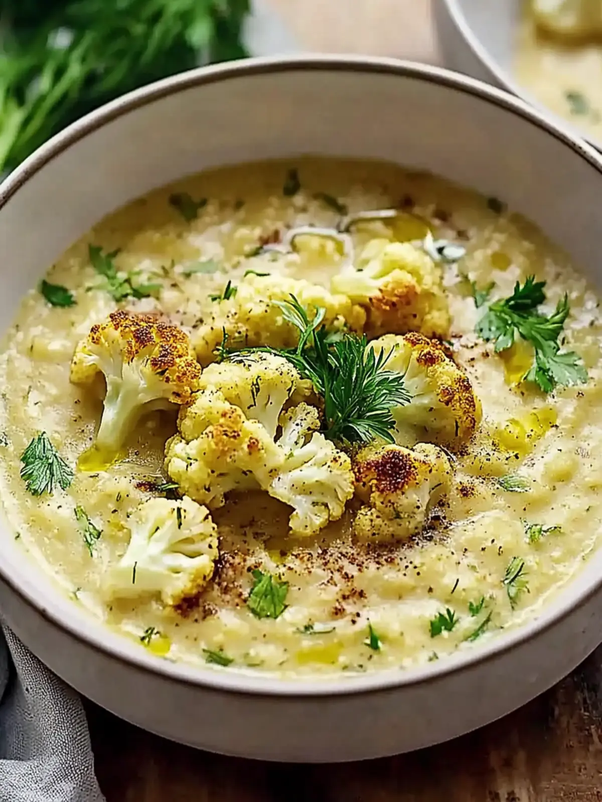 Simple Mediterranean Cauliflower Soup