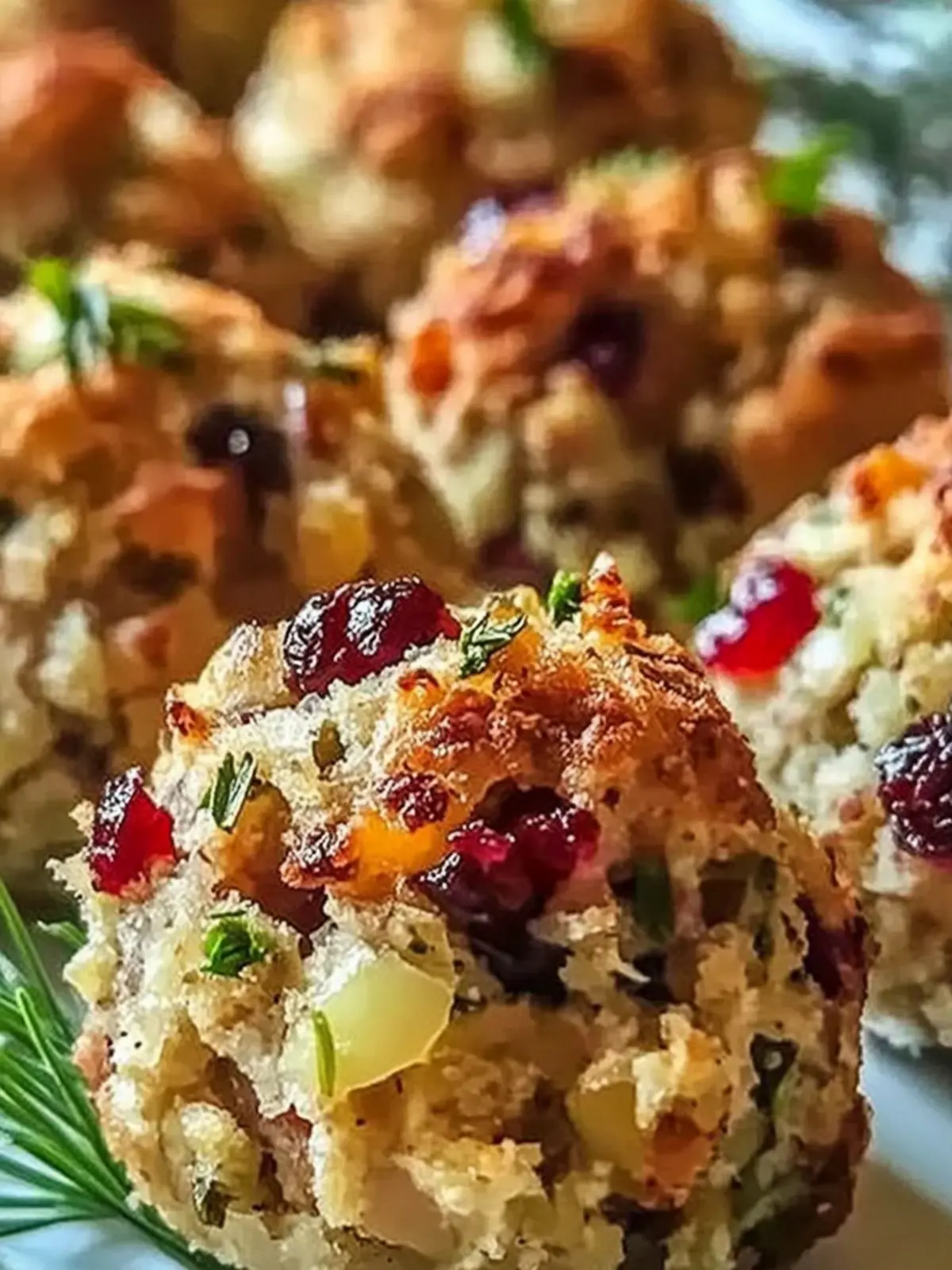Festive Cranberry Turkey Stuffing Balls