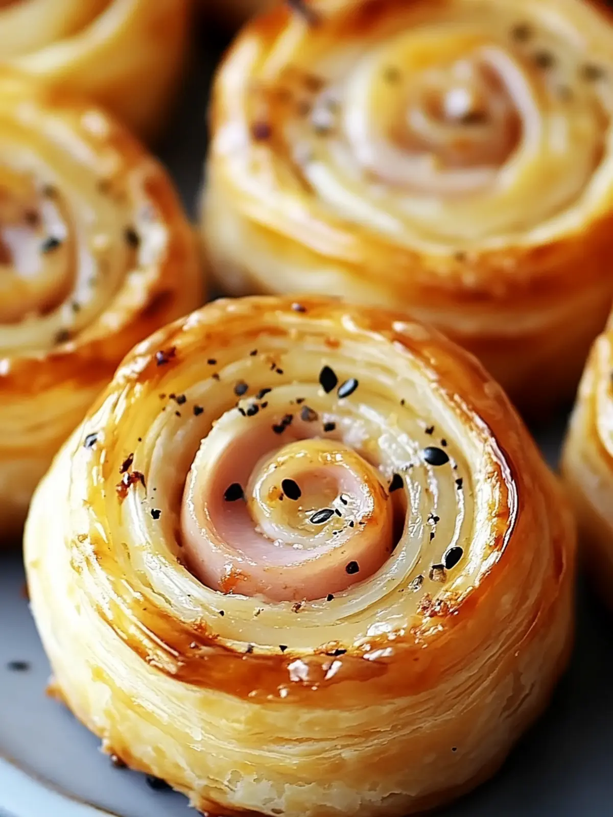 Ham and Cheese Puff Pastry Pinwheels