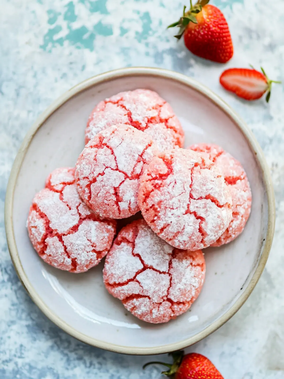 Strawberry Crinkle Cookies