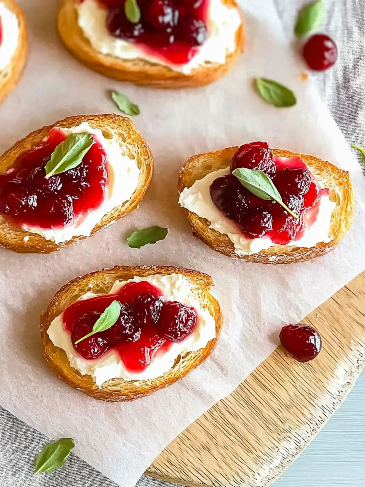 Christmas Cranberry Cream Cheese Crostini