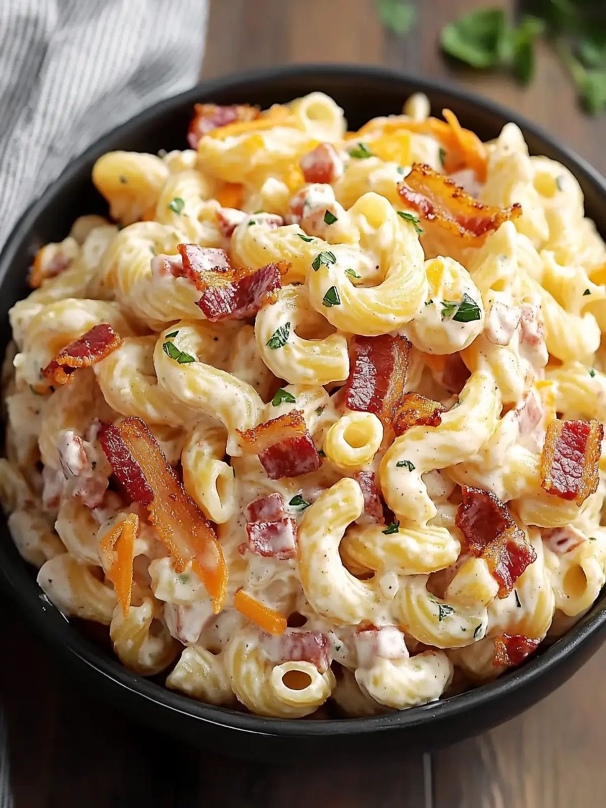 Creamy Bacon Cheddar Ranch Pasta Salad