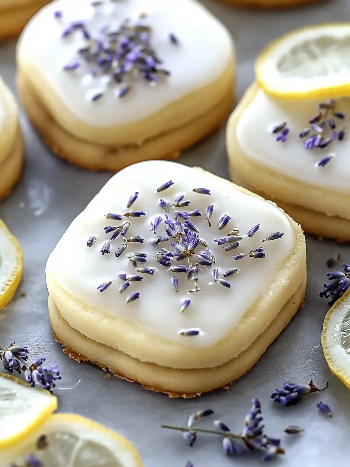 Iced Lemon Lavender Shortbread Cookies