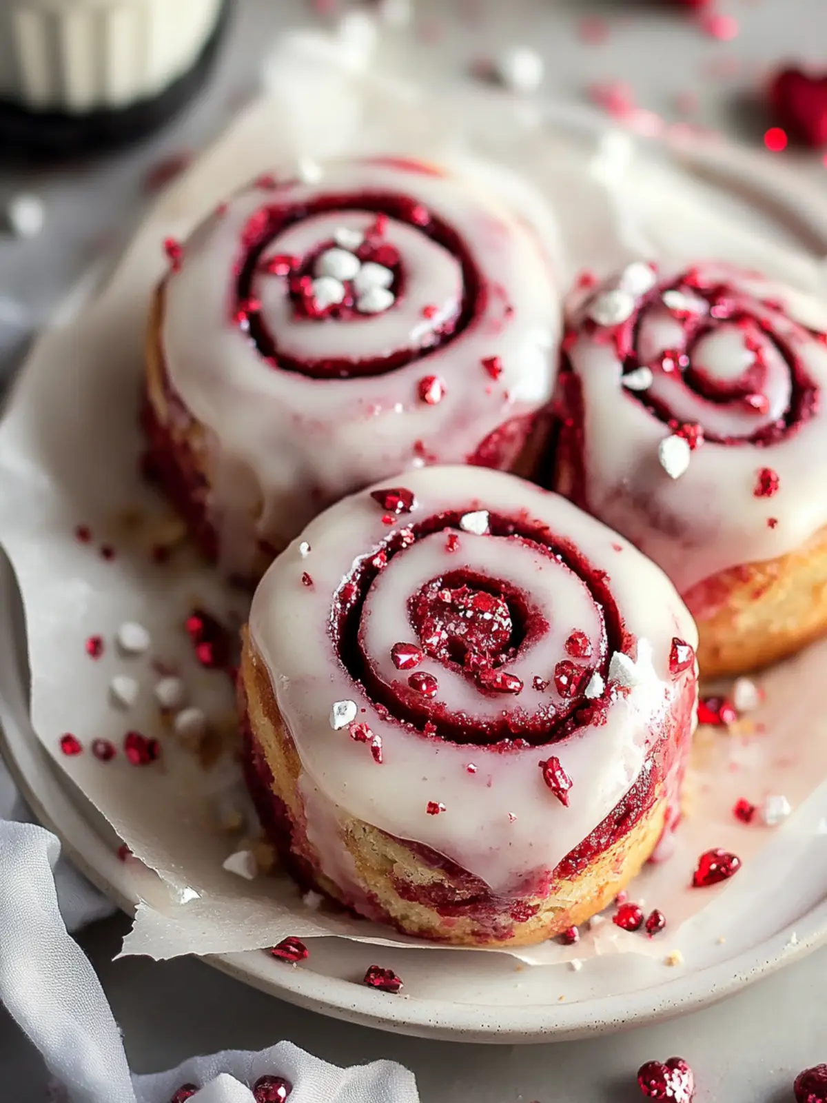 Red Velvet Valentine’s Day Cinnamon Rolls