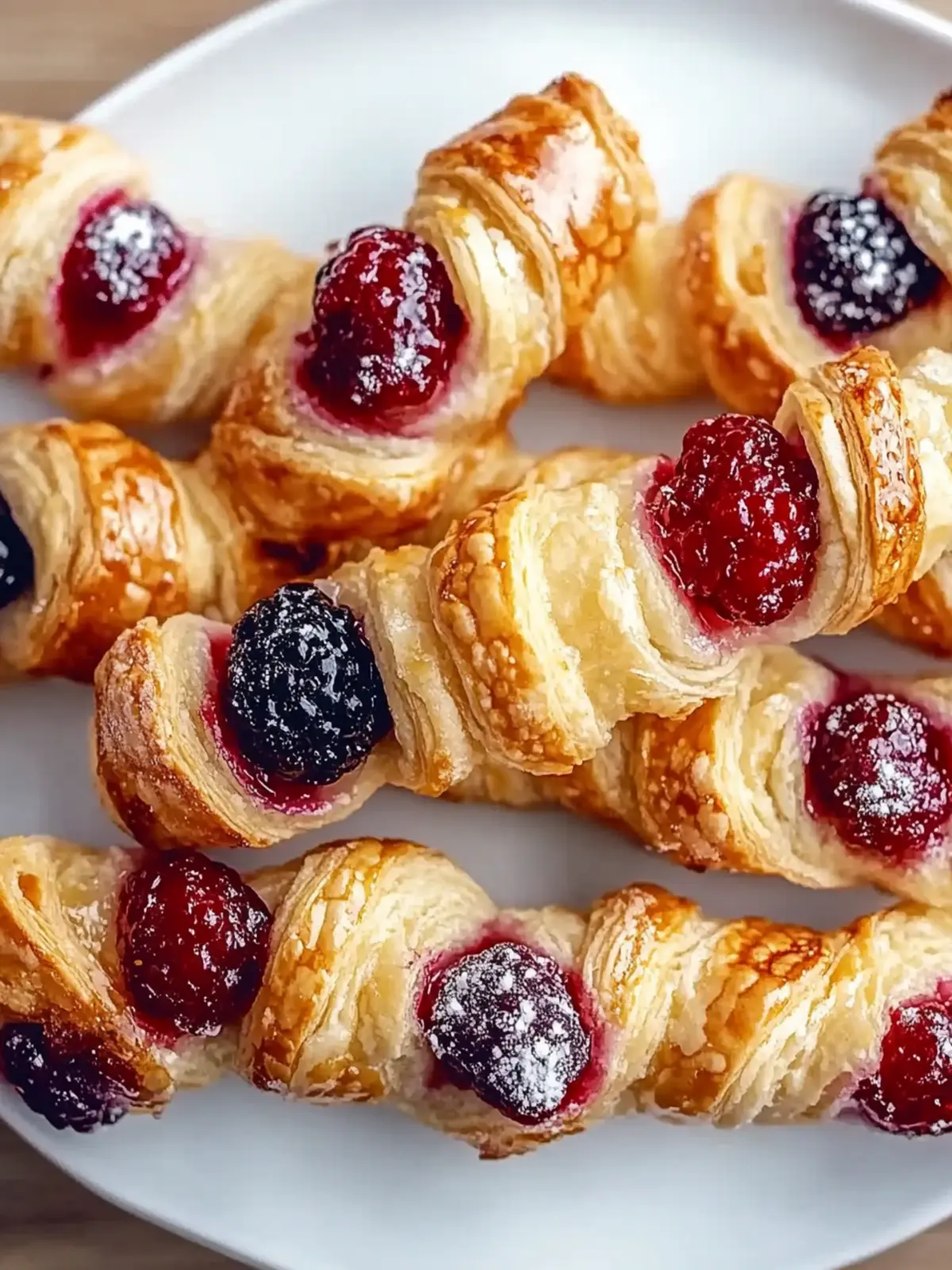 Golden Flaky Berry Puff Pastry Twists with Sweet Glaze