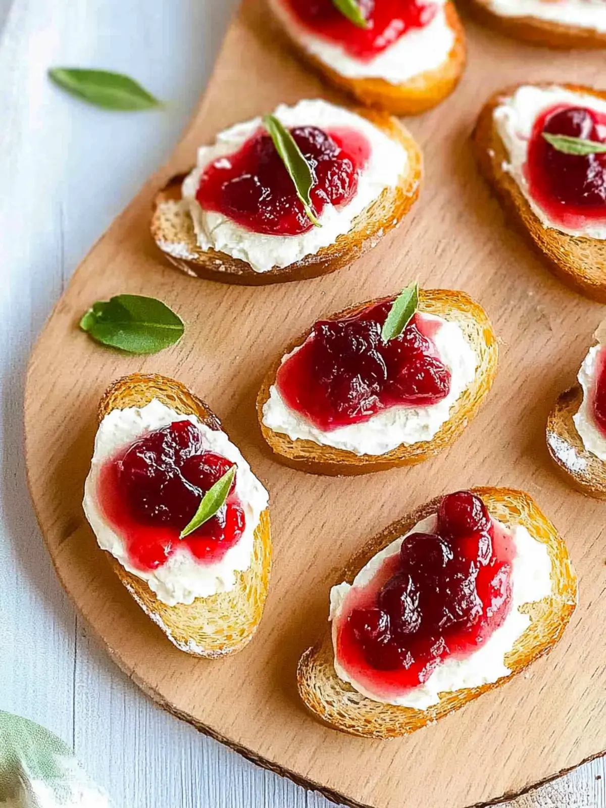 Christmas Cranberry Cream Cheese Crostini