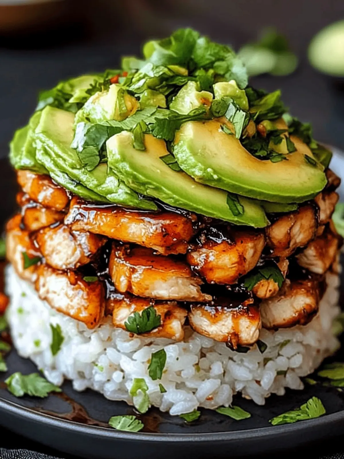 Tangy Honey Lime Chicken & Avocado Rice Stack That Delights