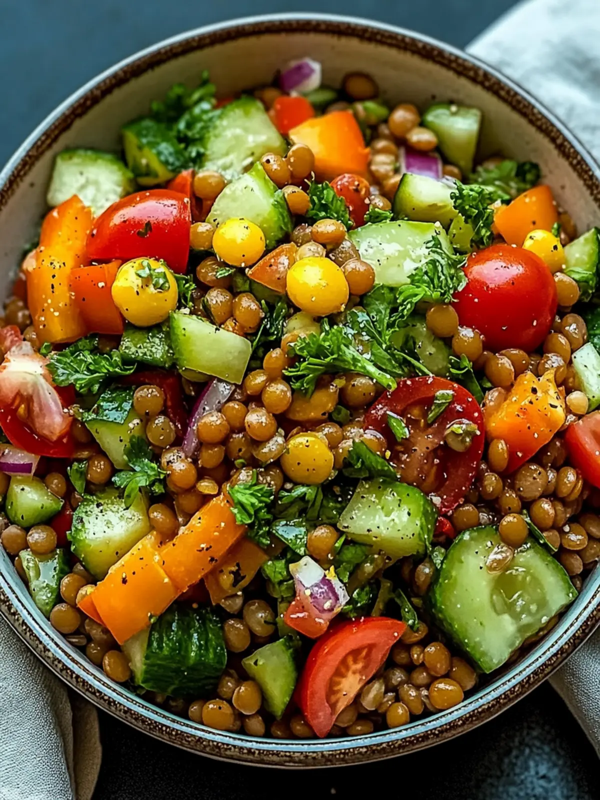 Crisp & Colorful Cold Lentil & Veggie Salad