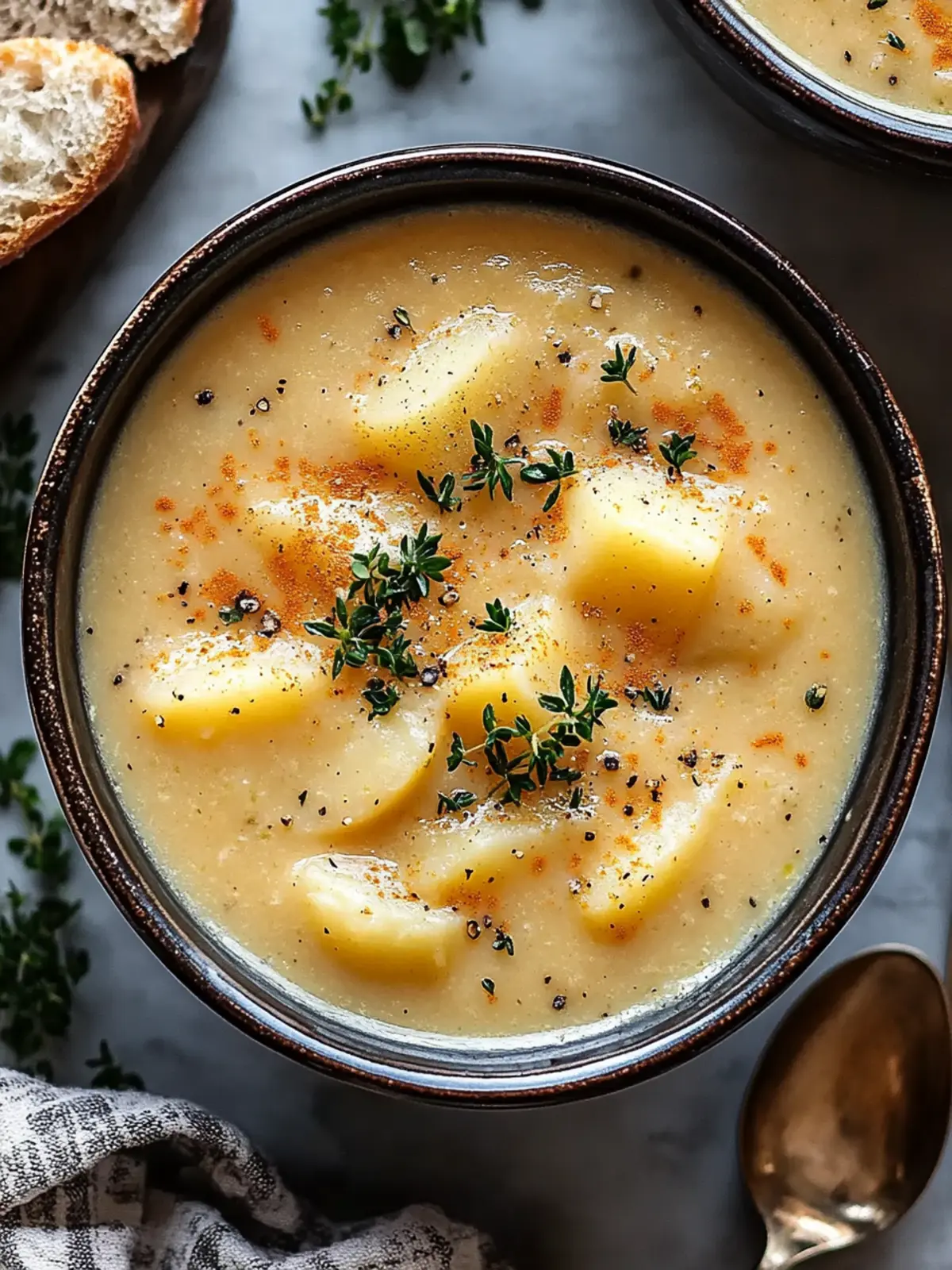 Hearty Cheddar Garlic Herb Potato Soup