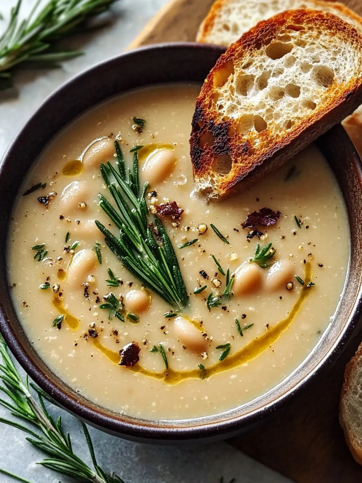 Cozy Rosemary & Garlic White Bean Soup