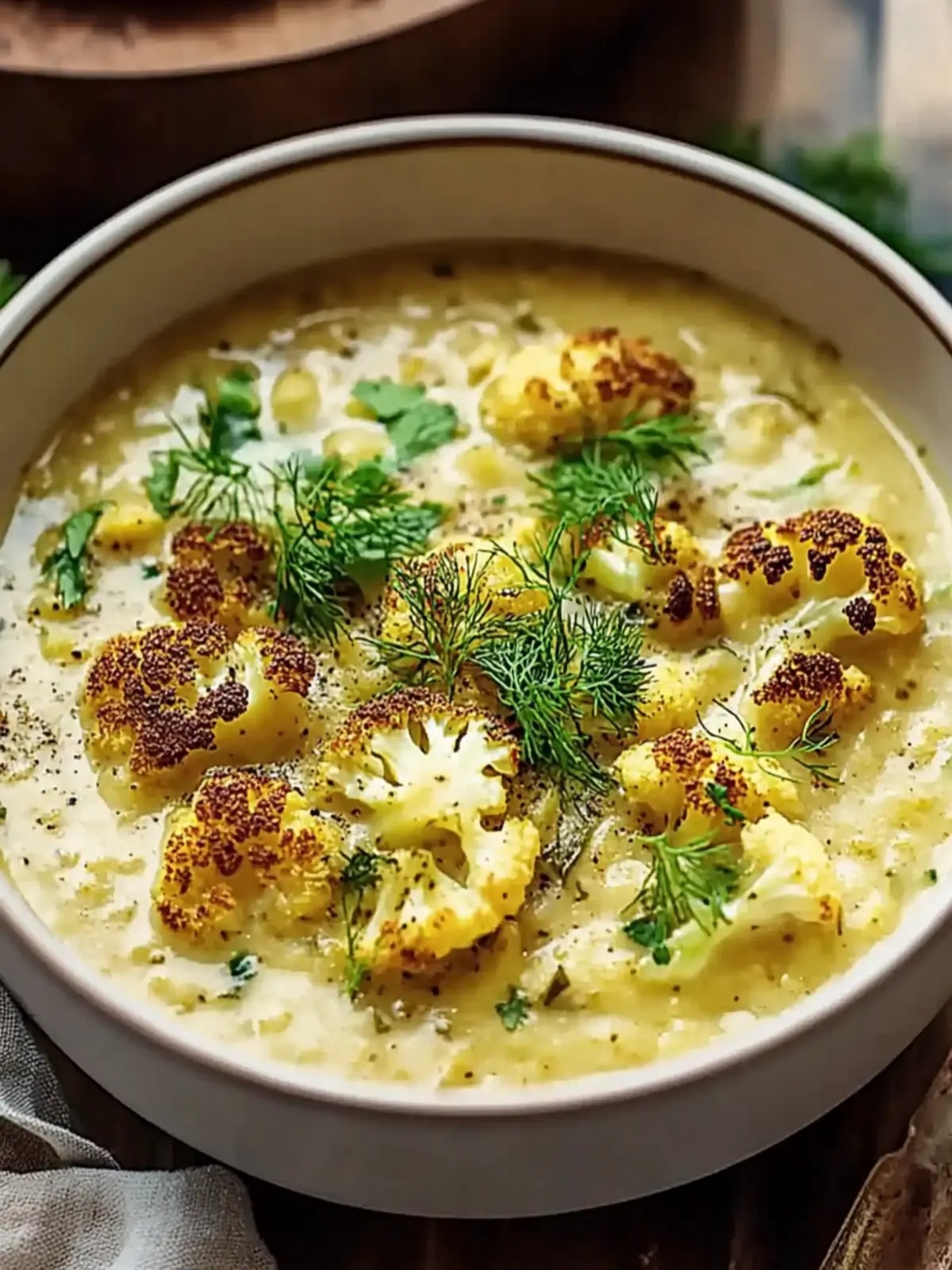 Simple Mediterranean Cauliflower Soup