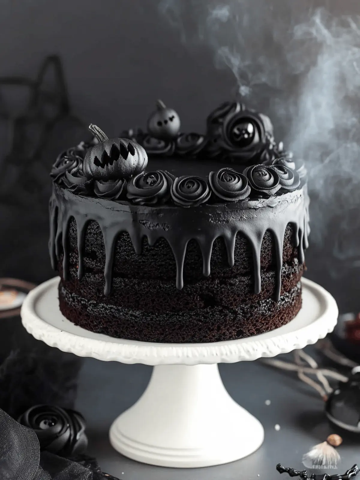 Spooky Black Velvet Halloween Cake
