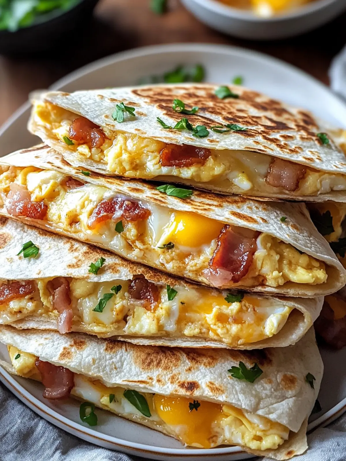 Bacon Egg Cheese Breakfast Quesadillas