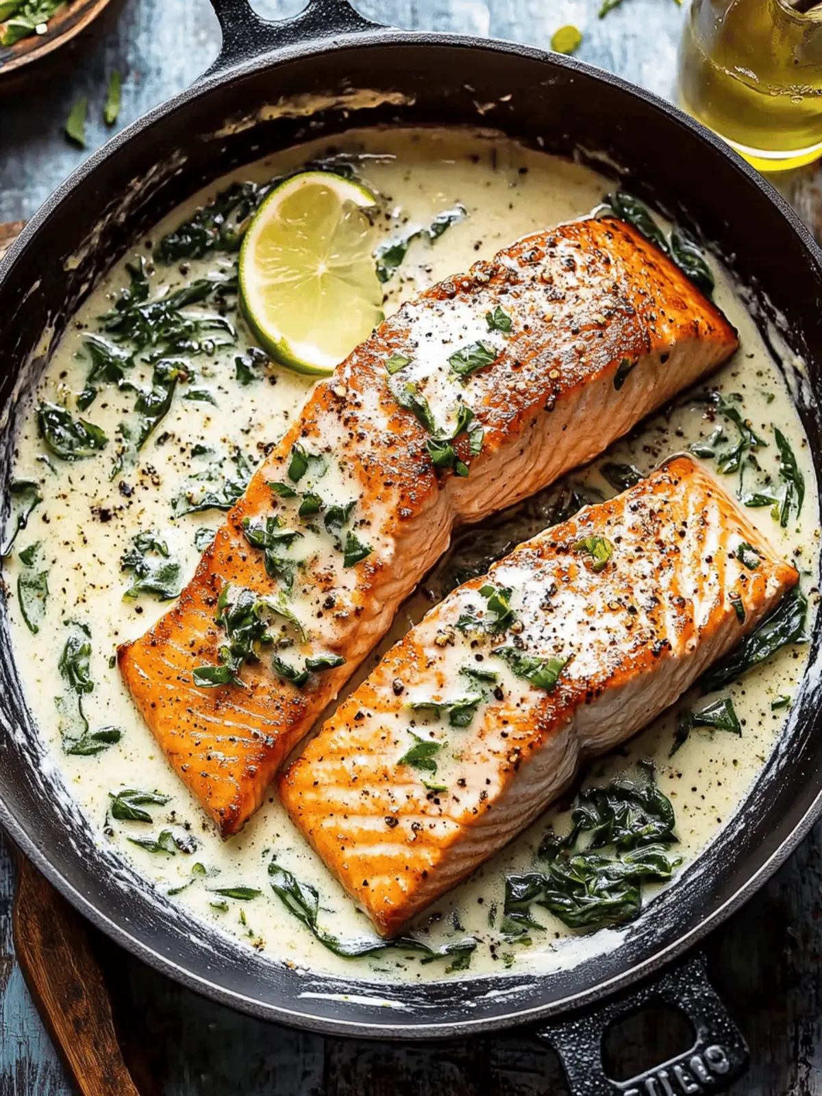 Garlic Butter Creamed Spinach Salmon.