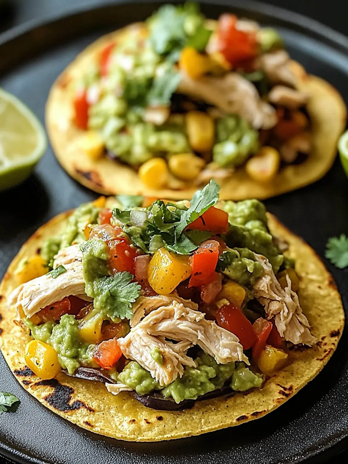 Chicken Veggie Tostadas with Guacamole