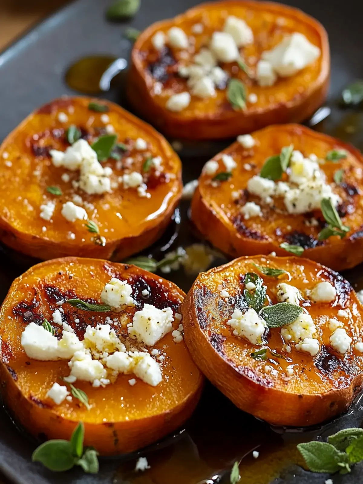 Roasted Sweet Potato Rounds with Honey & Feta