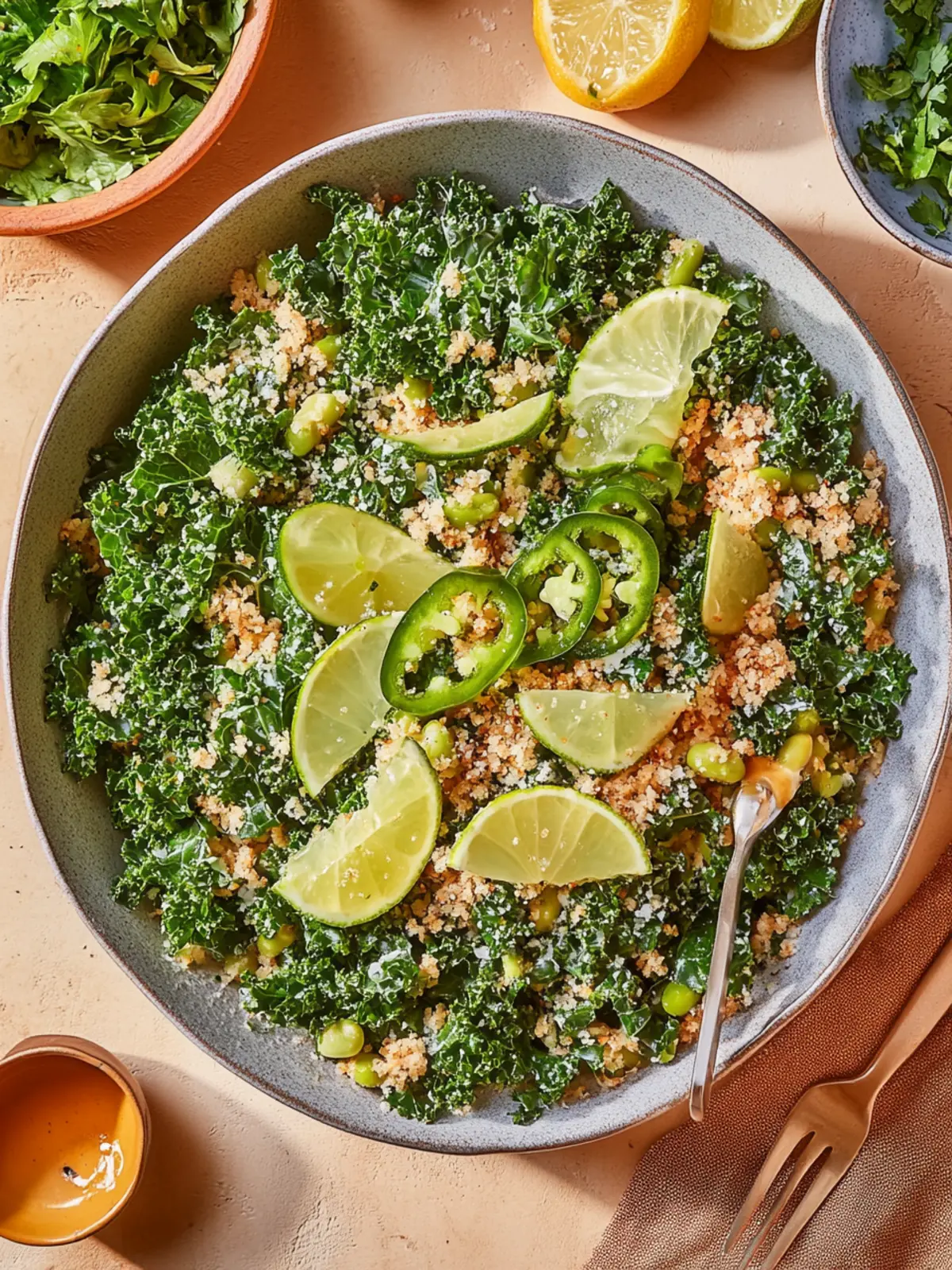 Micro Chop Kale Salad with Jalapeño Lime Dressing