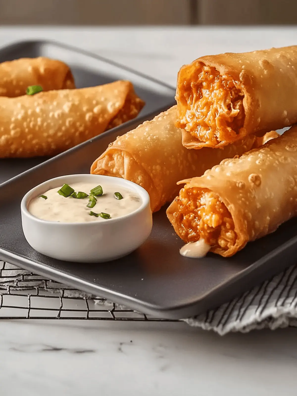 Buffalo Chicken Dip Egg Rolls