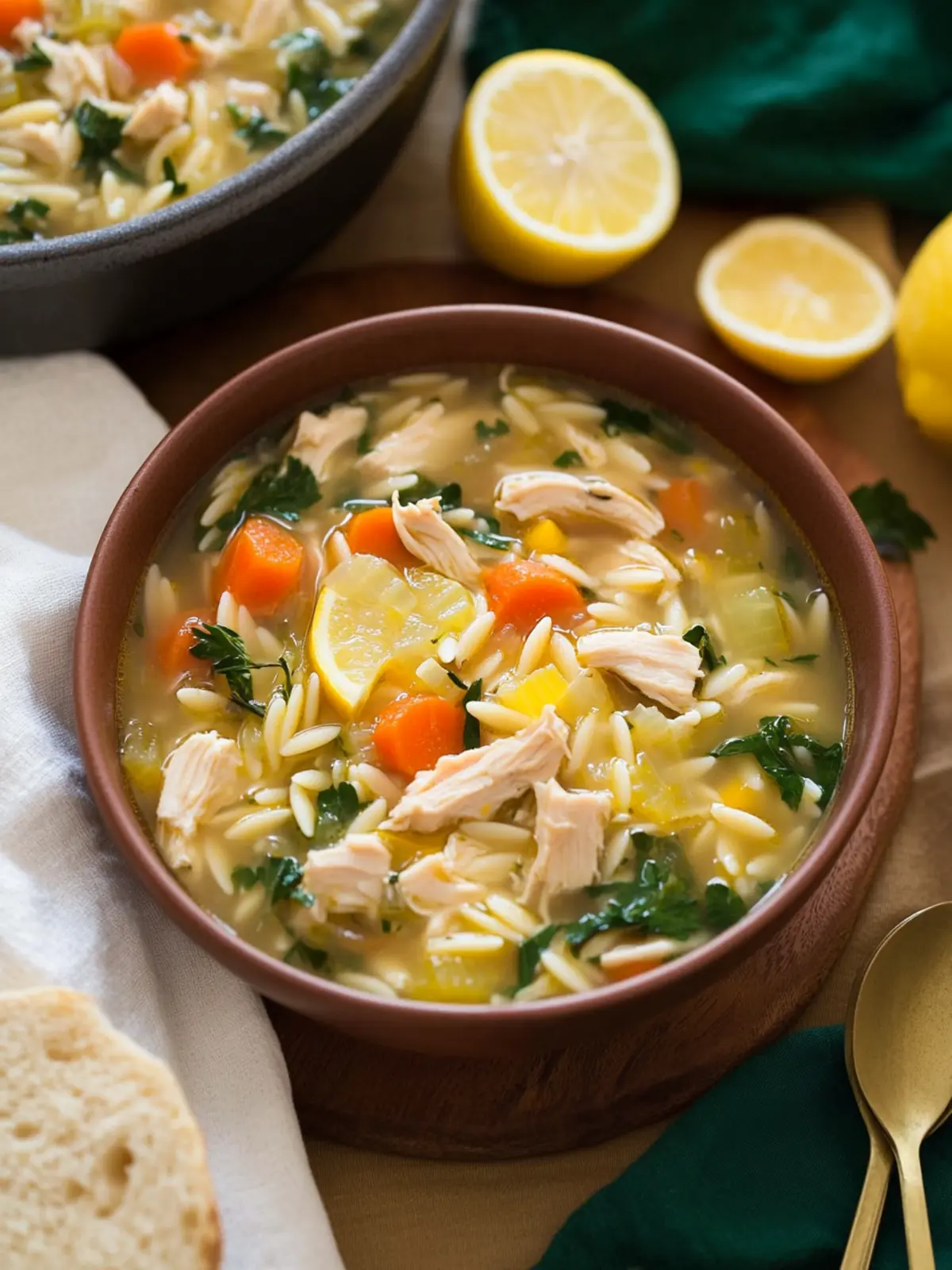 Lemon Chicken Orzo Soup