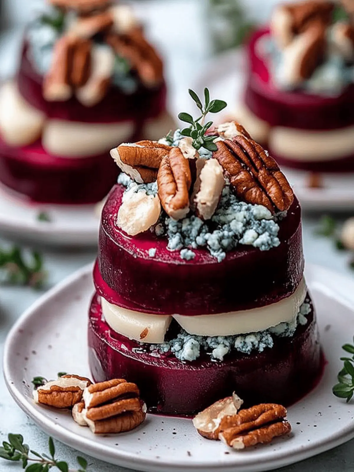 Beet, Pear & Blue Cheese Stacks with Pecans