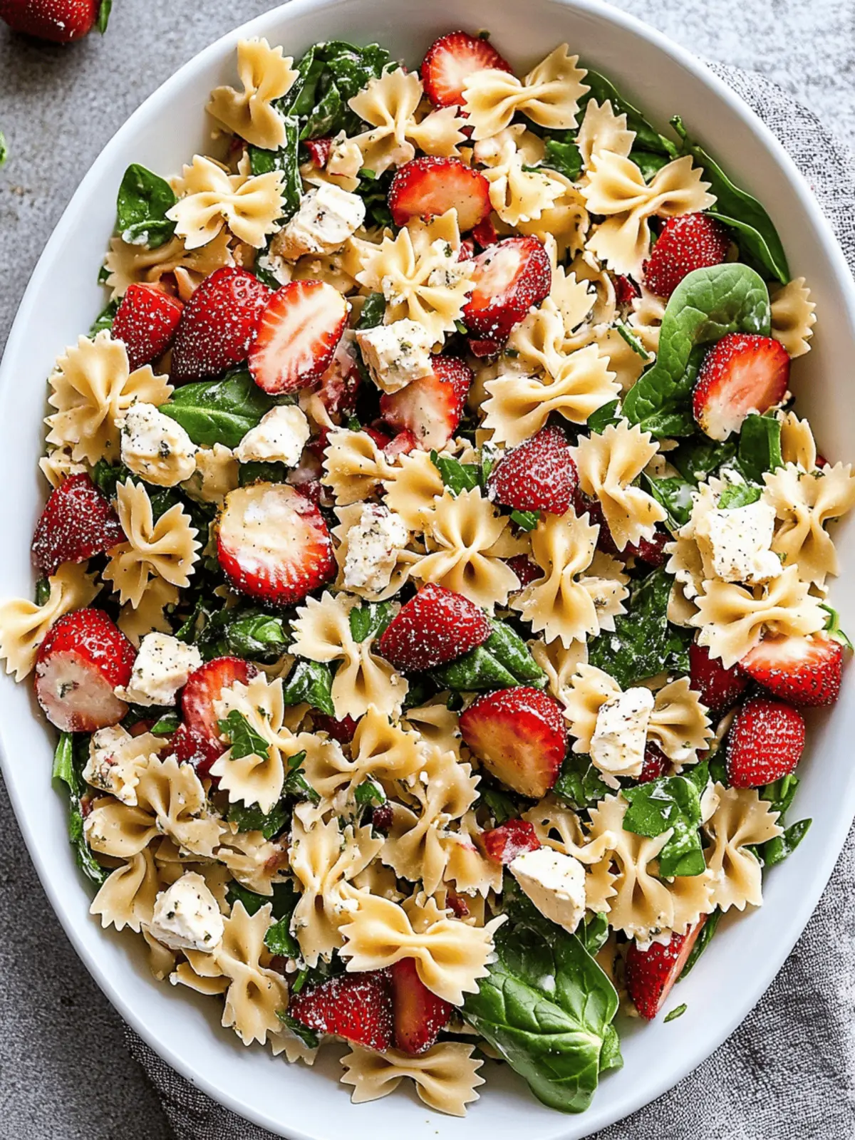 Spinach & Strawberry Bowtie Pasta Salad