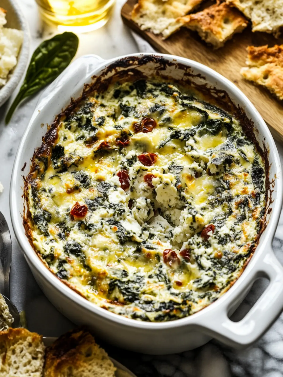 Spinach and Pepperoncini Baked Feta Dip