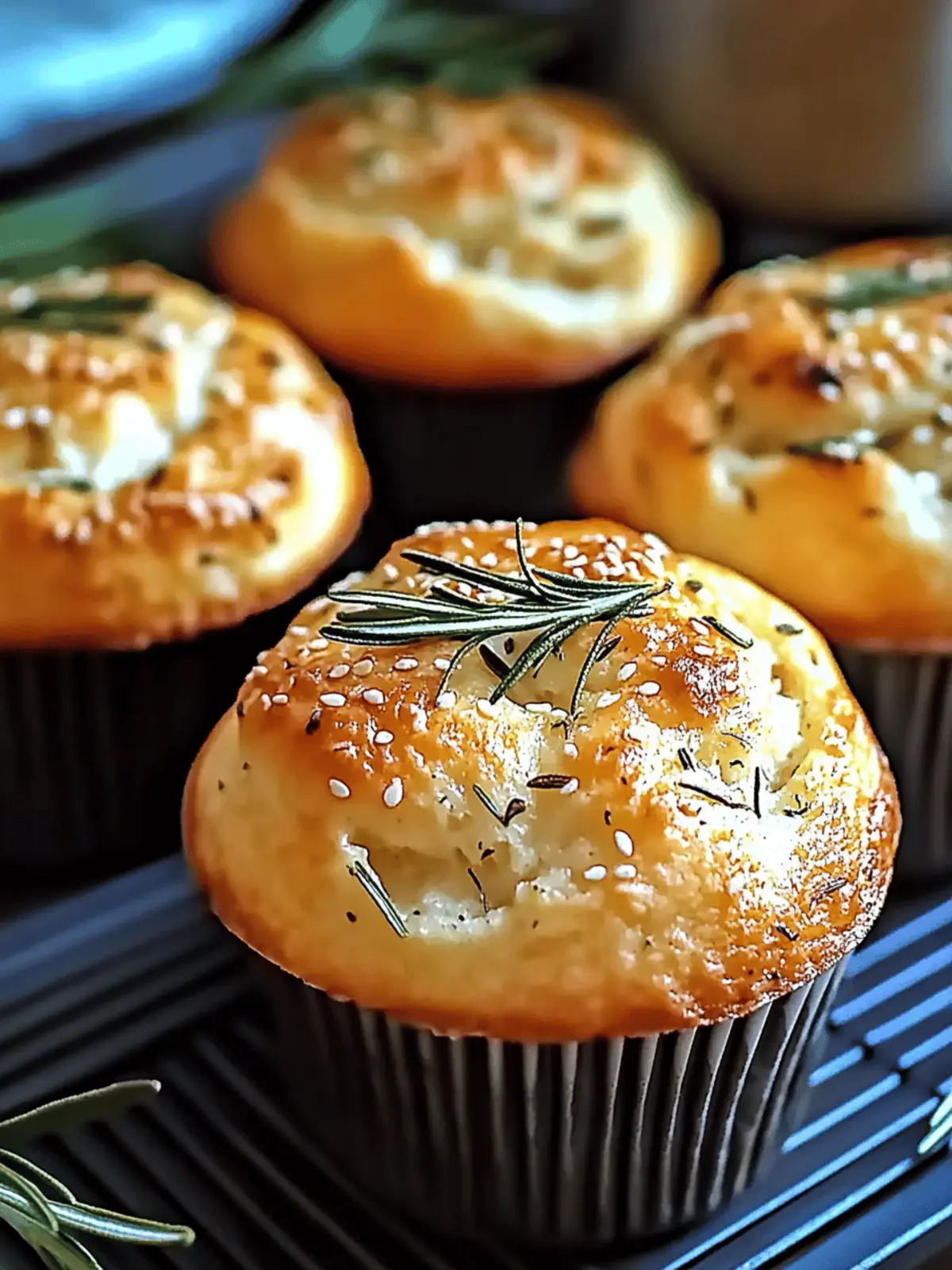 Easy Garlic Rosemary Focaccia Muffins