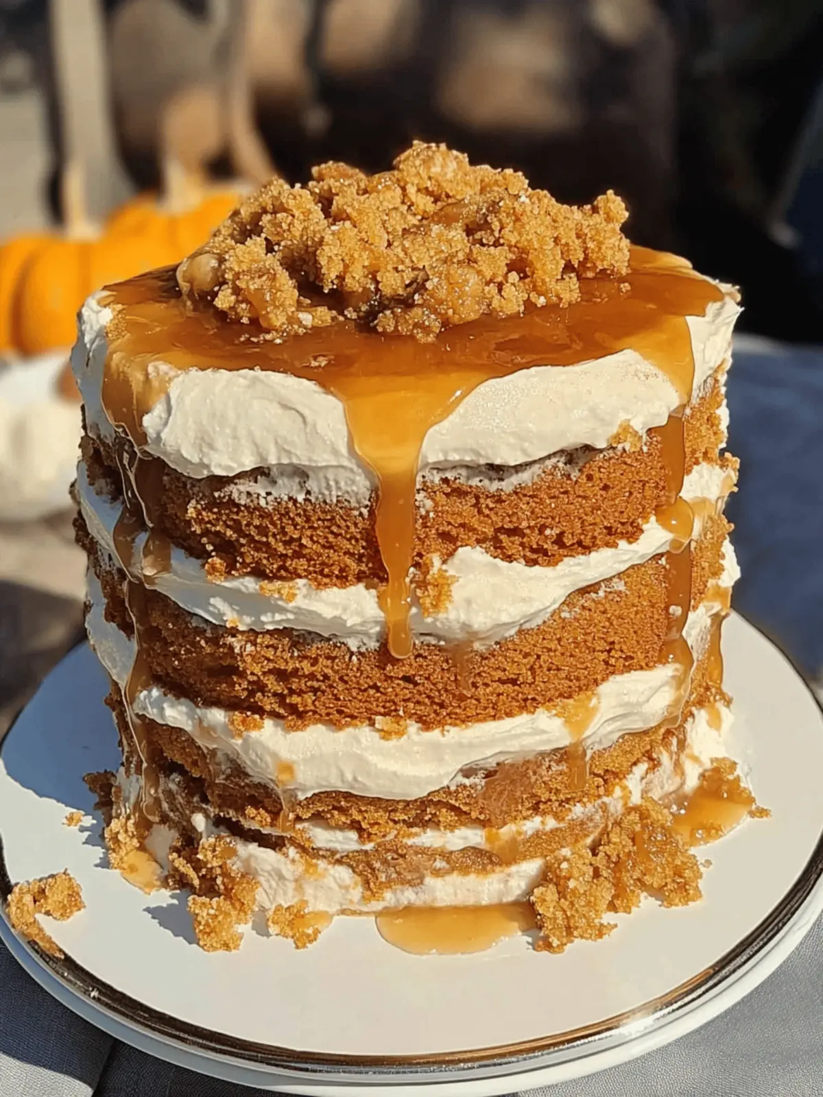 Brown Butter Salted Caramel Pumpkin Crunch Cake